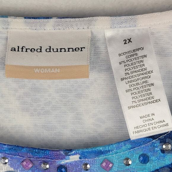 Bohemian 2X Knit Tunics Pullover Purple Blue Jeweled Printed Tops Casual 2 Lot - Picture 7 of 15